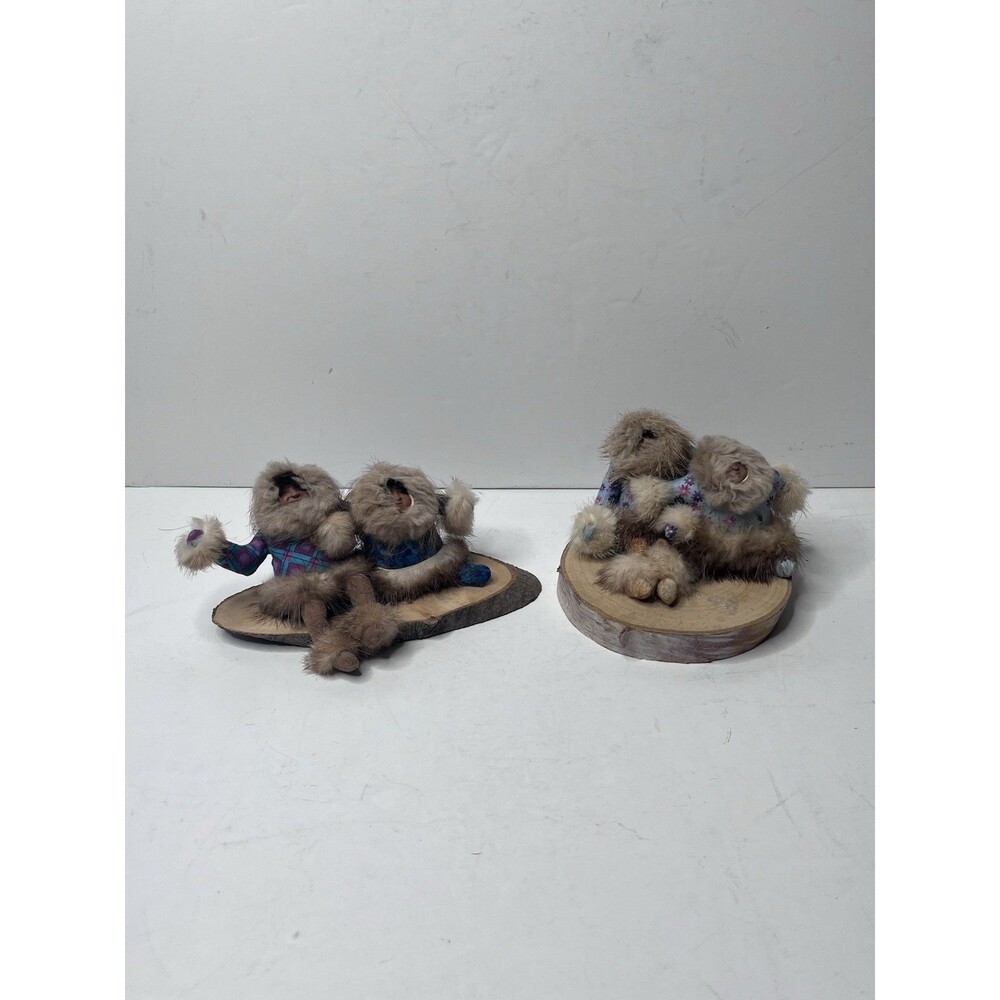 LOT Of 2 Carol Ann Muth Alaska Folk Art Figure Palmer AK Fur Grandparents 00-01
